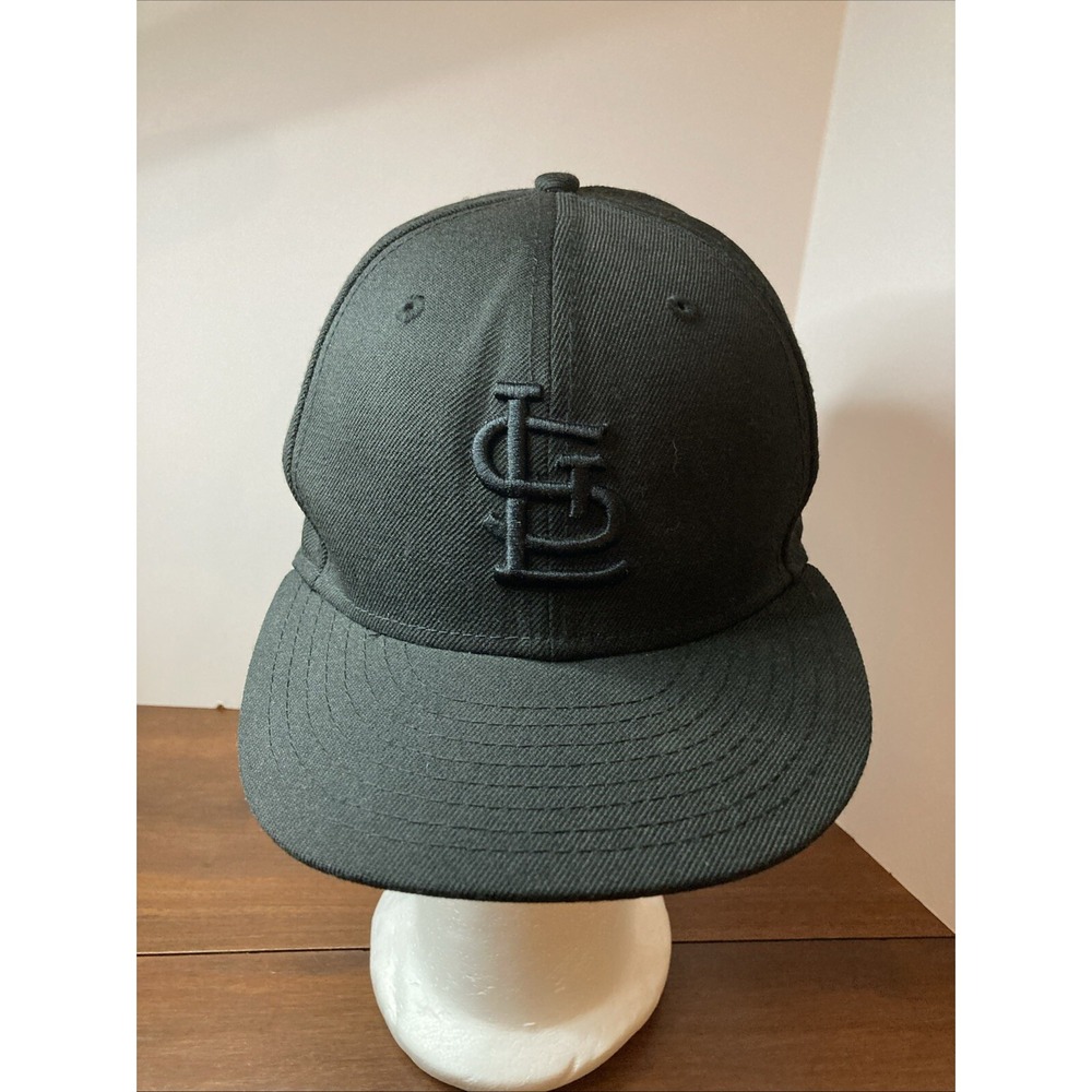 St Louis Cardinals Fitted Hat Size 6 7/8 Black MLB Baseball Sportswear 100% Wool